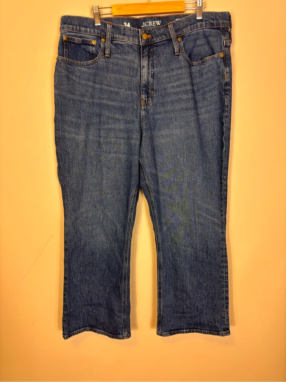 J. Crew 10” Demi Bootcut Cropped Jeans in Medium Blue Denim 34